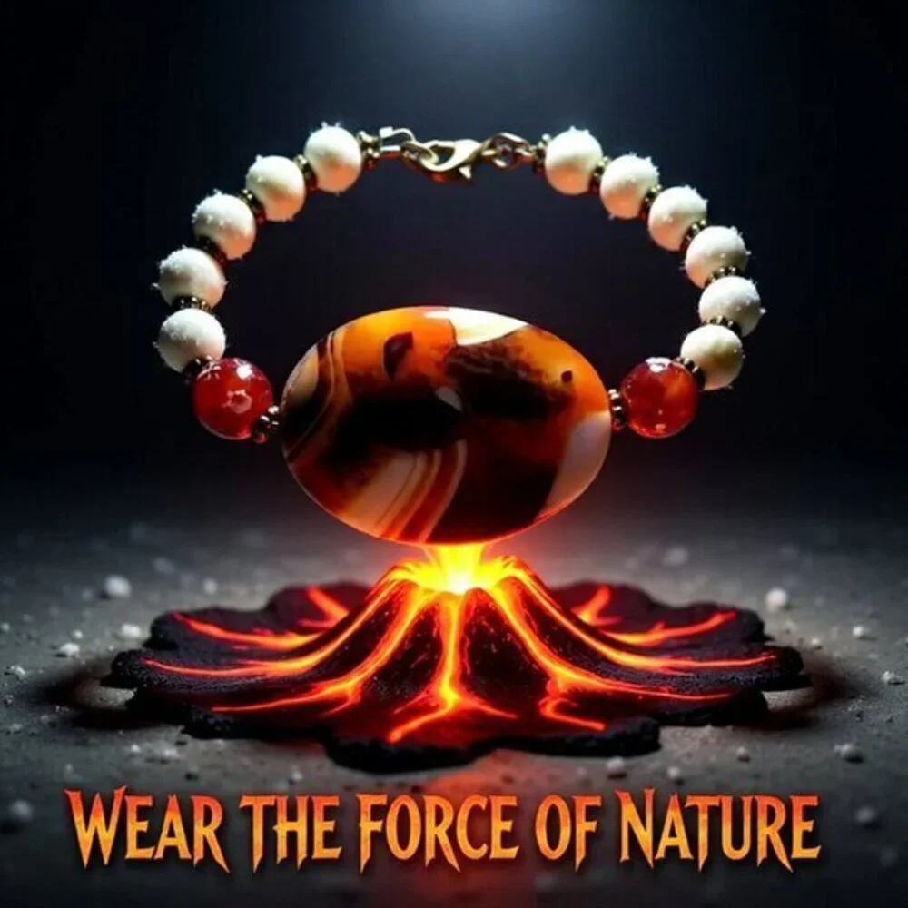 Bold & Chunky! Step into 2026 with Power! Beaded Agate + Fossil Beads Bracelet